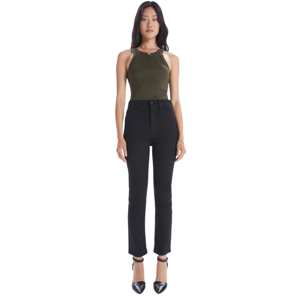 MOTHER High Waisted Rider Ankle Jeans in Not Guilty Black Women's 26